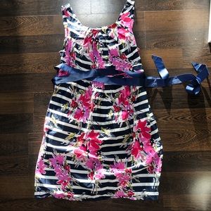 Motherhood Maternity Navy Blue White Striped Dress
